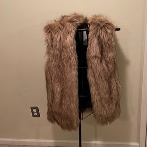 Faux fur hooded vest